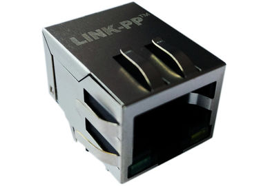 أصفر برتقالي LED Rj45 LPJ0011A114NL RJ45 منفذ واحد ، إيثرنت 10 / 100mbps