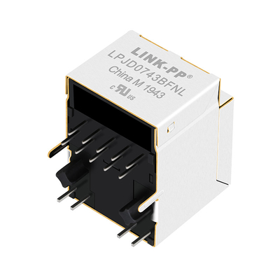 HFJV1-1G41-L11RL 1000 Base-T RJ45 جاك عمودي مع مغناطيس LPJD0743BFNL