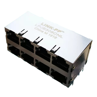 مكدسة RJ45 LPJE308CNL Side Entry 8 منافذ 2x4 Rj45 8P8C وحدات جاك
