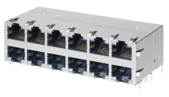 2x6 RJ45 Multi Connector 85732-1008 تم تمكين PSE PoE + مع مصابيح LED