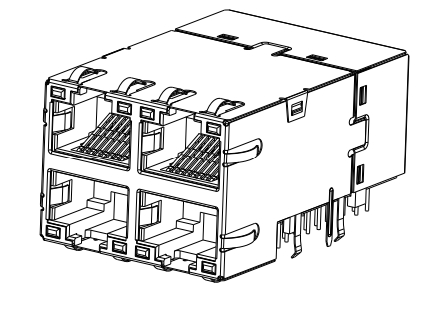 RJ45 2X2 2250741-1 الزاوية اليمنى دعم الزاوية اليمنى 100W 4PPoE