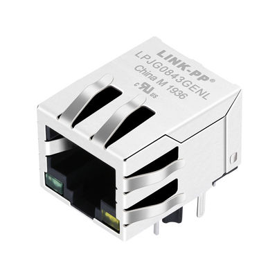 HFJ11-1G41E-L12RL 1x1 تبويب أسفل جيجابت موصل RJ45 قصير الجسم