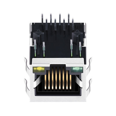 J0035D21BNL 10/100 Base-T Tab أسفل أخضر / أصفر Led 1x1 Port Magnetic Rj45 Modular Jacks