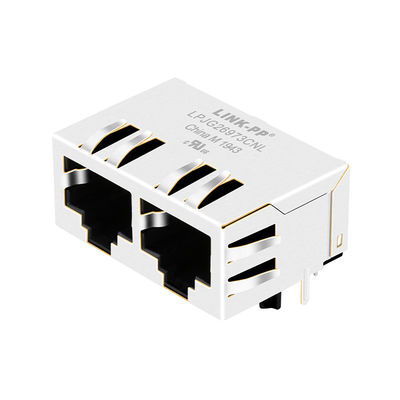 متعدد المنافذ RJ45 HFJ12-1G16ERL المزدوج التبويب لأسفل 1000Base-T موصل Wo / LED