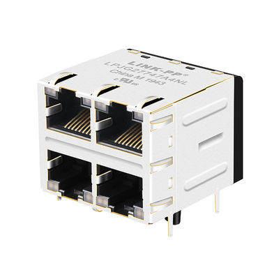 JXC0-0351NL متعدد المنافذ RJ45 2 × 2 موصلات مع LEDs PCB جاك