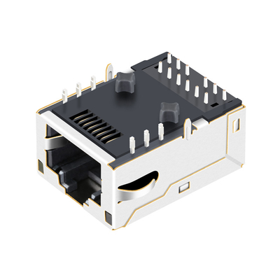 L8BE-1G1T-91A مغناطيسي RJ45 جاك 100 Base-T Tab Up 1X1 Port Green Led محمية بإصبع EMI