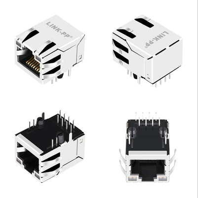 10G Base-T Tab Up 1x1 Port Magnetic RJ45 Jack G27-122T-066A مع GY / GY Led