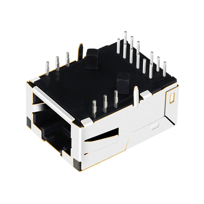 G10-1GHN-056 1 Port Tab Up 10G Base-T Low Profile Rj45 Connector محمية بإصبع EMI