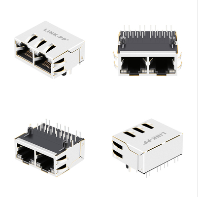 1000 Base-T Tab Up 1x2 Port Rj45 Jack With Magnetics 1840572-6 مع GY / GY LEDs
