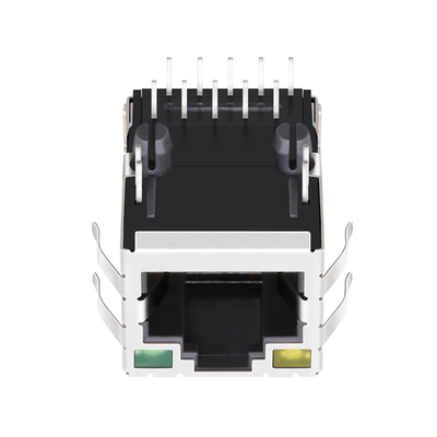 JXD1-9025NL 10/100 Base-T Tab Up 1 Port Rj45 Connector محمية مع أصفر / أخضر Led