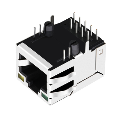 JXD0-0010NL 1 Port Tab Down 100 Base-T RJ45 Magjack مع أخضر / أصفر Led