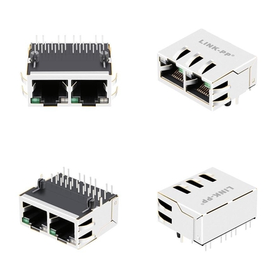 10G Base-T Tab Up 1x2 Port Rj45 Ethernet Connector محمية مع المصابيح JTL-U1002NL