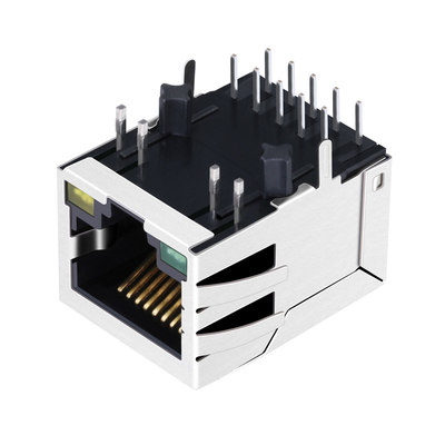 JT4-1202HL 1000 Base-T Tab Down Surface Mount Rj45 Ethernet Jack 1 Port with أخضر / أصفر Led