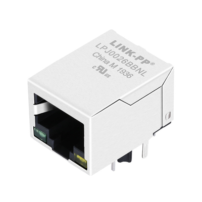 HFJ11-S026E-S1LS12 10/100 Base-T أخضر / أصفر Led 1x1 Port RJ45 Ethernet Magjack