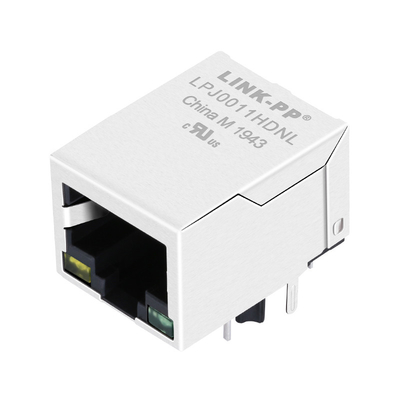 HFJ11-2450E-S1L21RL Tab Down 10/100 Base-T RJ45 جاك موصلات LED أصفر / أخضر مع مغناطيس
