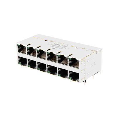 JT5-2670NL THT RJ45 روافع مغناطيسية 10G Base-T 2x6 Port مع LEDs