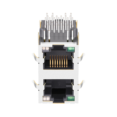 0845-2R1T-E4 2x1 منفذ موصل RJ45 MagJack 13p8c 100/1000 Base-T مع G / YG LEDs
