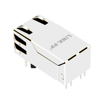 0826-1X1T-KL-F 4PPoE 100W منفذ واحد 5G Base-T مغناطيسي RJ45 جاك تاب مع المصابيح