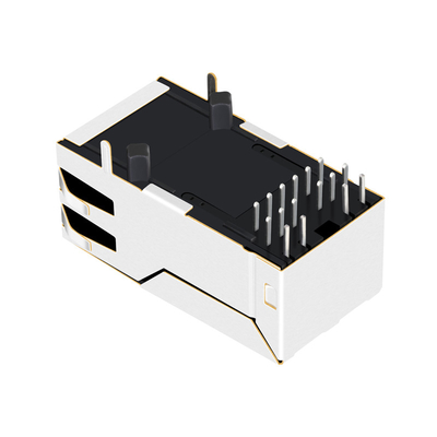 0875-1X1T-B2 1000 Base-T Tab Up 1 Port RJ45 Modular Jack with OG / Y Led