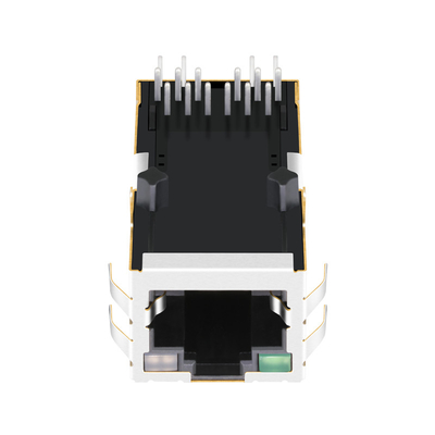 0826-1L1T-57-F 10 / 100BASE-T POE منفذ واحد RJ45 MagJack Tab مع G / GY Led
