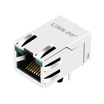 0875-1G1T-P2 منفذ واحد 10 / 100BASE-T جاك معياري rj45 6 PIN Tab Up أخضر / أخضر Led