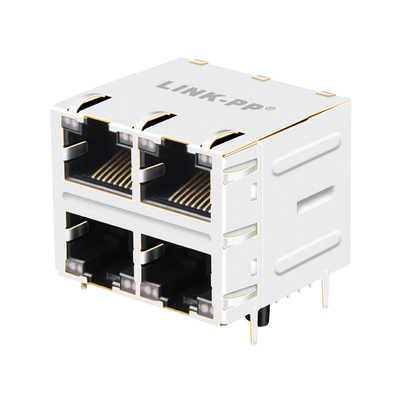 JT5-2210NL 10G Base-T 2x2 Port Rj45 موصلات 12 PIN THT مع أنابيب خفيفة
