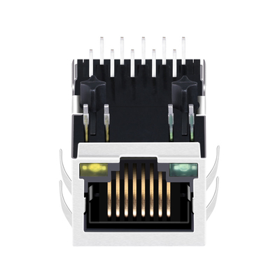 JKM-0200NL 100 Base-T POE 36W Rj45 أنثى موصل علامة تبويب لأسفل منفذ 1x1 مع G / Y Led
