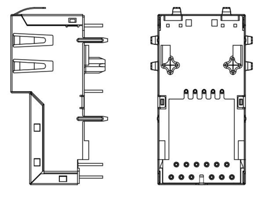 J1V-U2100NL 1000BASE-T عمودي RJ45 موصل إيثرنت POE المدخل العلوي Y / GG Led