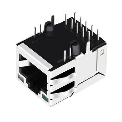 J0G-0210NL 1X1 Port 1000BASE-T SIDE ENTRY RJ45 Magjack Tab Up 12PIN G / OG led