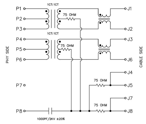 JXD2 0Z14NL 100BASE-T منفذ واحد عمودي RJ45 جاك 8PIN NO Led
