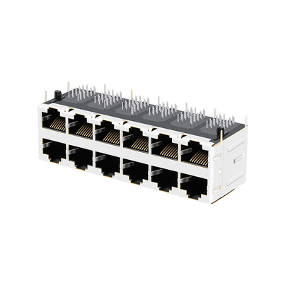 JT5-2610CNL 10G BASE-T 2X6 PORT RJ45 موصل أنثى جاك مغناطيسي مع أنابيب خفيفة