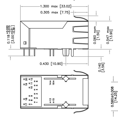 HFJT1-5GHPRL 5G BASE-T 1x1 Port PoE RJ45 Fastjack Connector 600mA بدون led